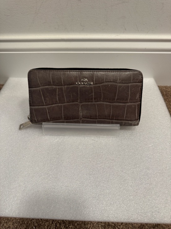 Coach Handbags - COACH gray Croc-Embossed Zip Wallet